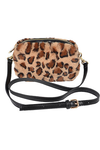 Leo Faux Fur Cross Body Bag 8W*4H*3D(HPC3343) <Bundle>