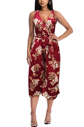WOMEN'S SURPLICE PRINT JUMPSUIT(J6331) <Bundle>