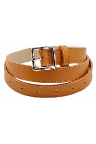 PU GOLD SQUARE BUCKLE BELT L 43" x W 0.9"(MA0158) <Bundle>