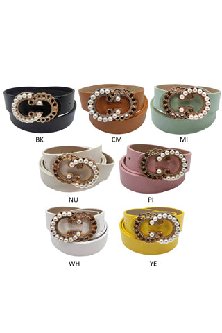 PU GOLD PEARL STONE BELT 34.5"L*1"W(MA0224) <Bundle>