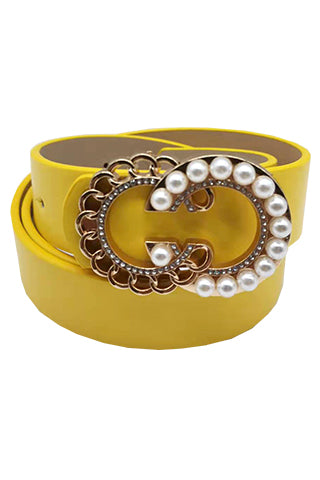 PU GOLD PEARL STONE BELT 34.5"L*1"W(MA0224) <Bundle>