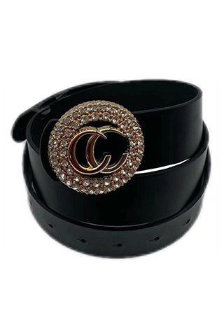 PU+GOLD/CLEAR BUCKLE BELT 45"(L)*1.18"(W)(MA0248) <Bundle>