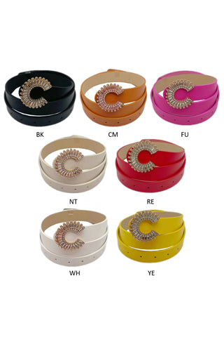 PU+GOLD/CLEAR BUCKLE BELT  45"(L)*1.3"(W)(MA0249) <Bundle>