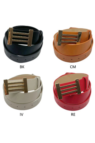 PU/ METAL ACCENTED BUCKLE BELT  45"L*1.5" W(MA0253GD) <Bundle>