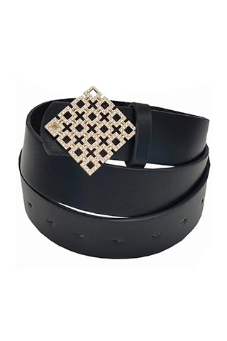 PU SQUARE CLUSTER RHINESTONE BELT L 43" x W 1.38"(MA0254) <Bundle>