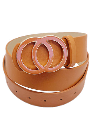 PU DOUBLE CIRCLE BUCKLE BELT L 43" x W 1.5" (MA0255) <Bundle>