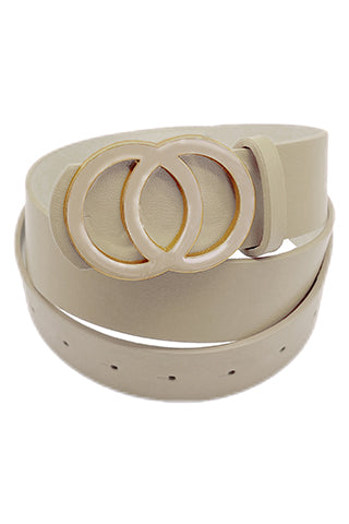 PU DOUBLE CIRCLE BUCKLE BELT L 43" x W 1.5" (MA0255) <Bundle>