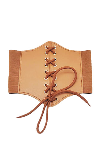 PU/METAL ACCENTED BUCKLE ELASTIC BELT  7" W(MA0260GE) <Bundle>