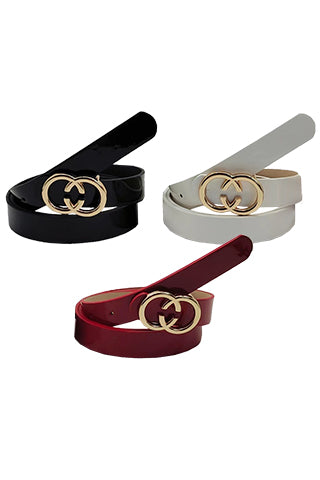 3PCS SET BUCKLE PU BELT L 43" x W 1.5"(MA0264SET) <Bundle>
