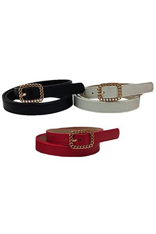 3PCS SET BUCKLE PU BELT L 43" x W 0.7"(MA0269SET) <Bundle>