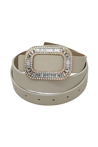 PU BAGUETTE STONE BUCKLE BELT L 43" x W 1.1"(MA0273) <Bundle>
