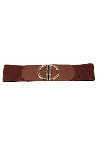 PU GOLD BUCKLE ELASTIC BELT W 2.30"(MA0275) <Bundle>