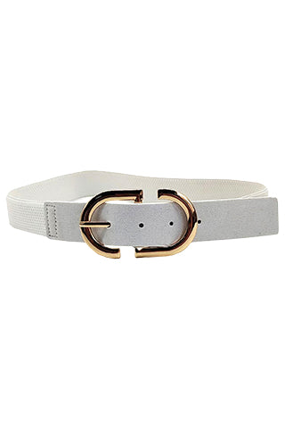 PU GOLD BUCKLE ELASTIC BELT W 1.30"(MA0285) <Bundle>