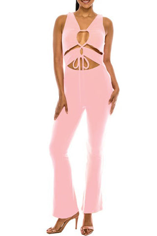 SLEEVELESS FRONT KEY HOLE TIED JUMPSUIT(MJ1383) <Bundle>