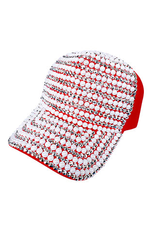 RHINESTONE & PEARL BASEBALL CAP(MMA3006) <Bundle>