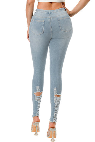 RIPPED STRETCH DENIM SKINNY JEANS(MMB1006P) <Bundle>