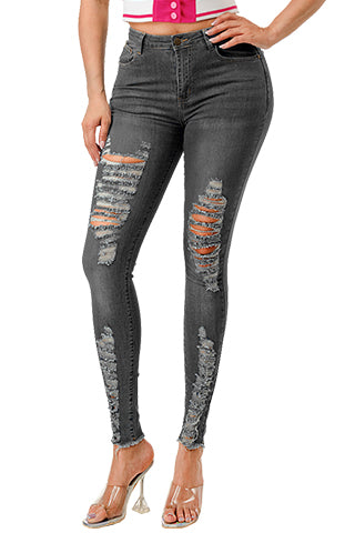 RIPPED STRETCH DENIM SKINNY JEANS(MMB1006P) <Bundle>