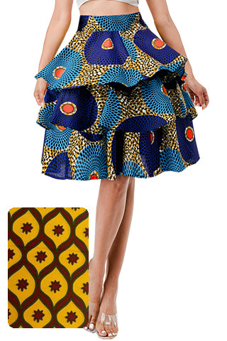 AFRICAN PRINT LAYERED SKIRT(MMB9001) <Bundle>