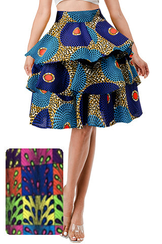 AFRICAN PRINT LAYERED SKIRT(MMB9001) <Bundle>