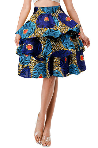 AFRICAN PRINT LAYERED SKIRT(MMB9001) <Bundle>