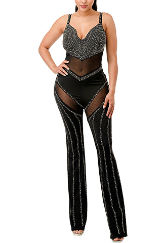 STYLISH V-SHAPE SLEEVELESS JUMPSUIT(MMJ1017) <Bundle>