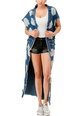 PATCHWORK SLEEVELESS CARDIGAN DENIM JACKET(MMO1004) <Bundle>