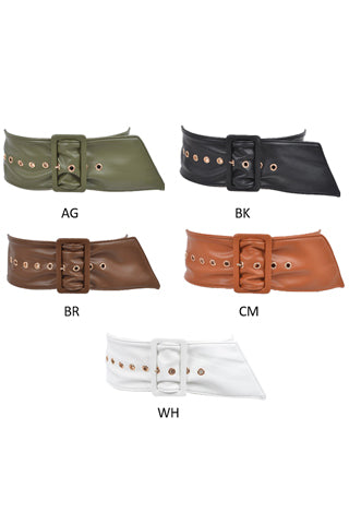 MONOTONE FAUX LEATHER BUCKLE BELT WIDTH:3.75".LENGTH:40"(PB7776) <Bundle>
