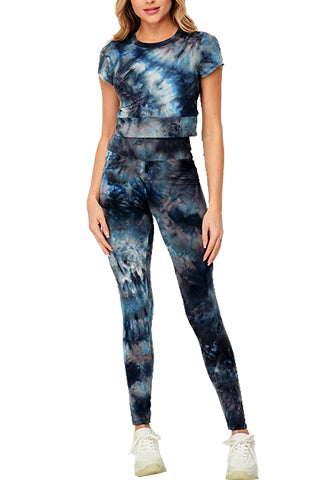 TD SHORT SLEEVE CROP TOP &YOGA SET(SET12TD) <Bundle>
