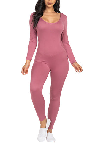 SEAMLESS LONG SLEEVE U-NECK JUMPSUIT(SMJ6937) <Bundle>