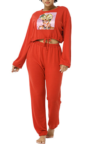 PATCH TIED CROP & JOGGER SET(ST1326) <Bundle>