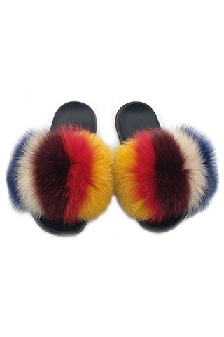 FOX FUR COLOR STRIPE SLIPPER-B(V8) <Bundle>