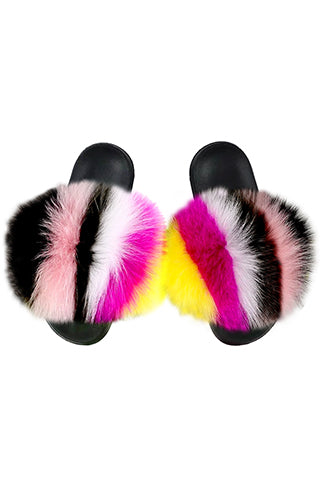 FOX FUR COLOR STRIPE SLIPPER-B(V9) <Bundle>